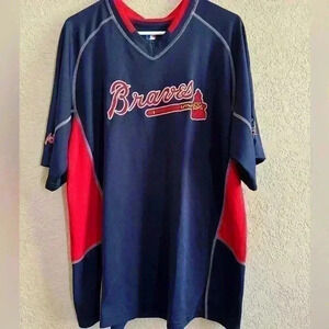 MLB Atlanta Braves Baseball Pullover Jersey Mens XLarge Dri-fit Game Day Shirt